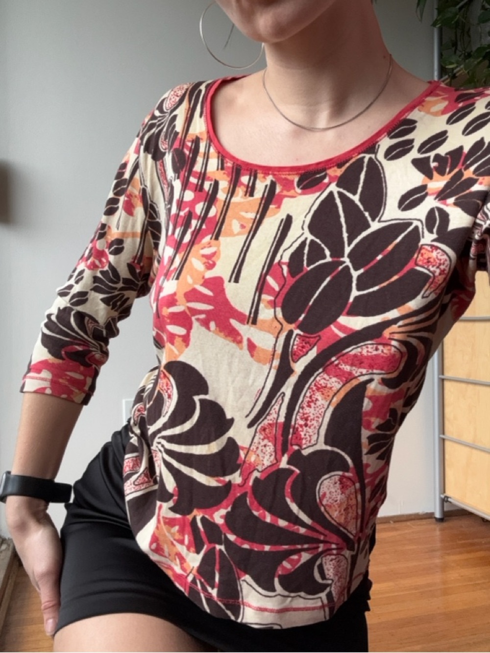 Olsen Y2K cream Floral Pattern Top